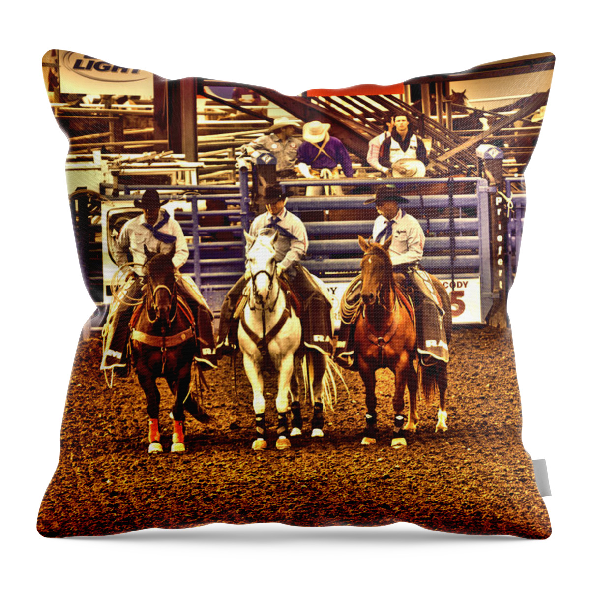 Men Throw Pillow featuring the photograph Men Of The Rodeo by Lisa Holland-Gillem