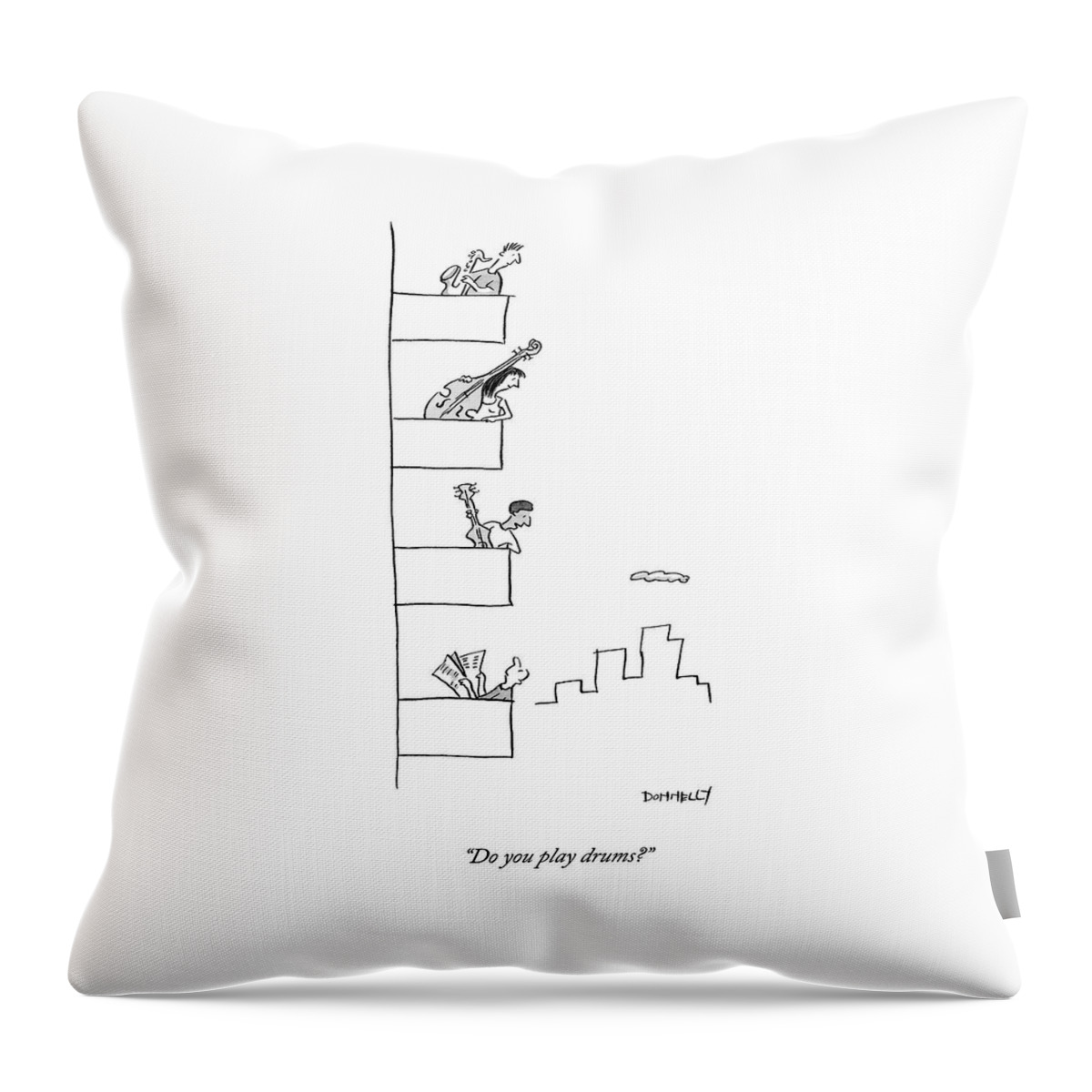 Men Playing Instruments On Different Levels Throw Pillow