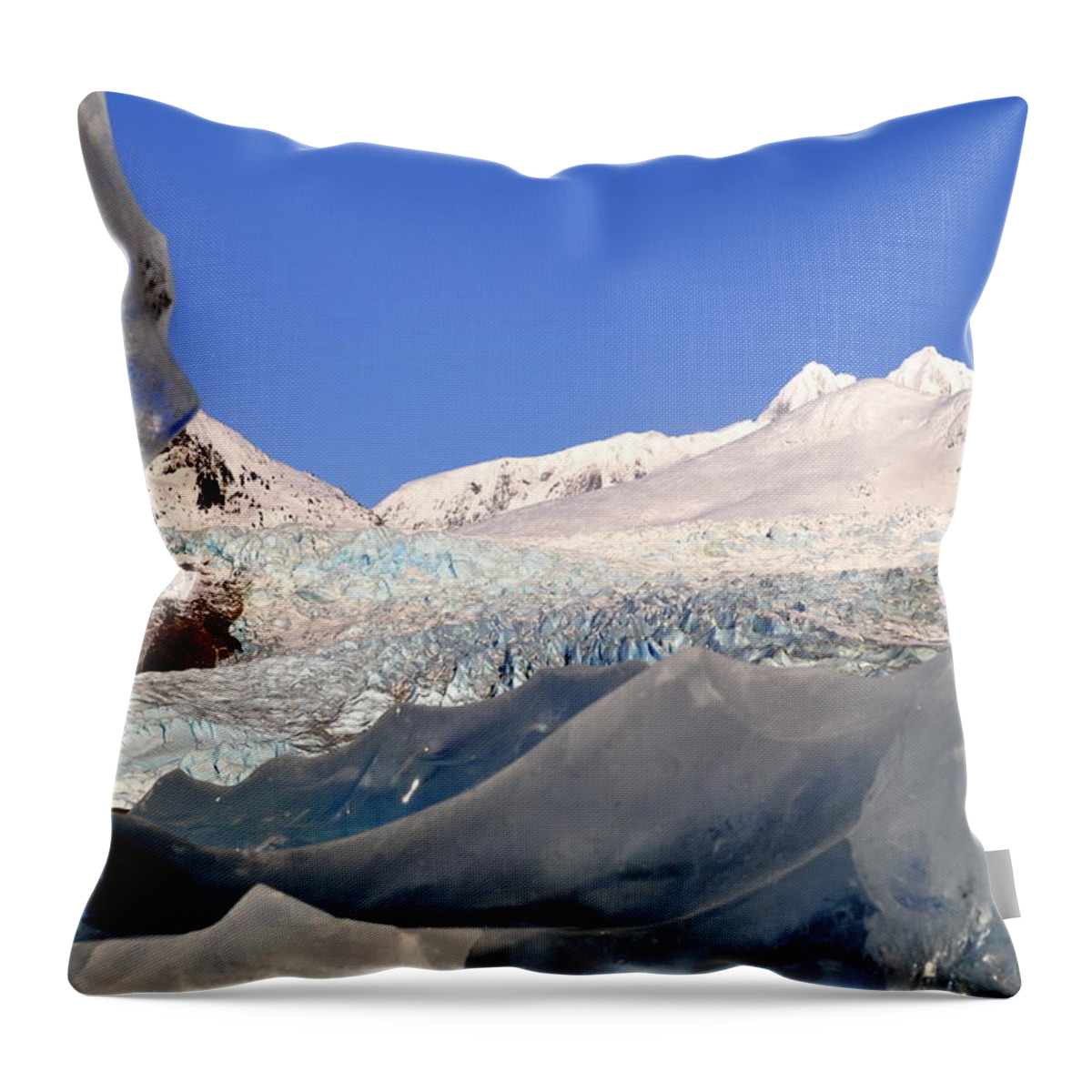 Landscape Throw Pillow featuring the photograph Mendenhall Glacier Refraction by Cathy Mahnke