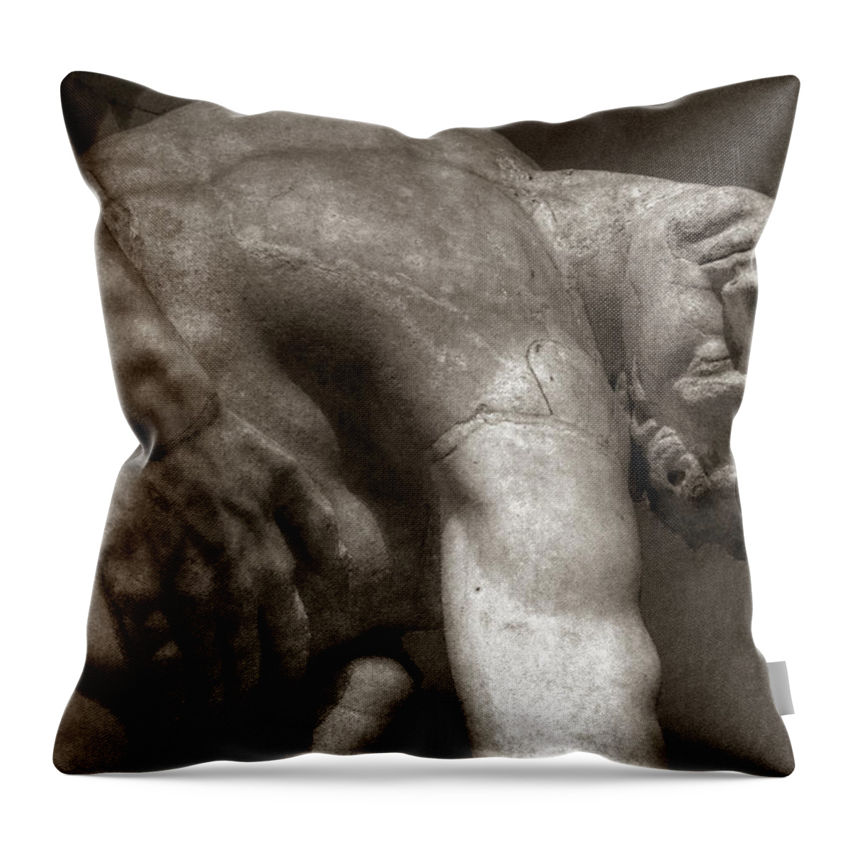 Florence Throw Pillow featuring the photograph Menelaus supporting the body of Patroclus by Michael Kirk