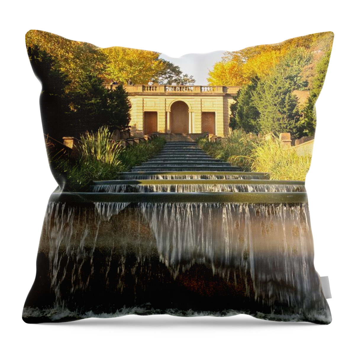 Meridian Throw Pillow featuring the photograph Meridian Hill Park Waterfall by Stuart Litoff