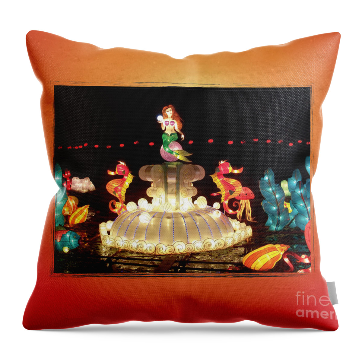 Chinese Lantern Festival Throw Pillow featuring the photograph Mermaid by Cheryl McClure