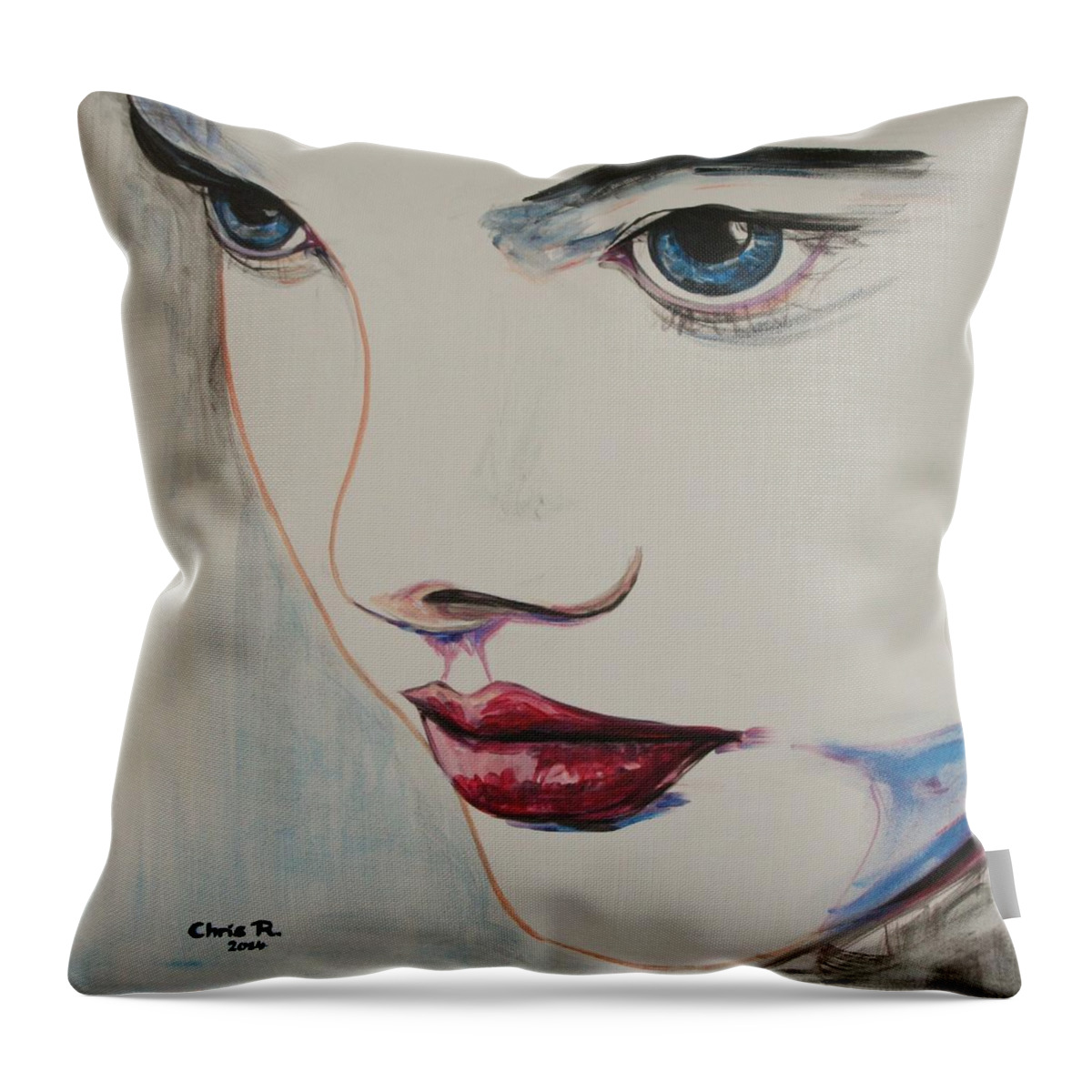 Girl Throw Pillow featuring the painting Mermaid by Christel Roelandt