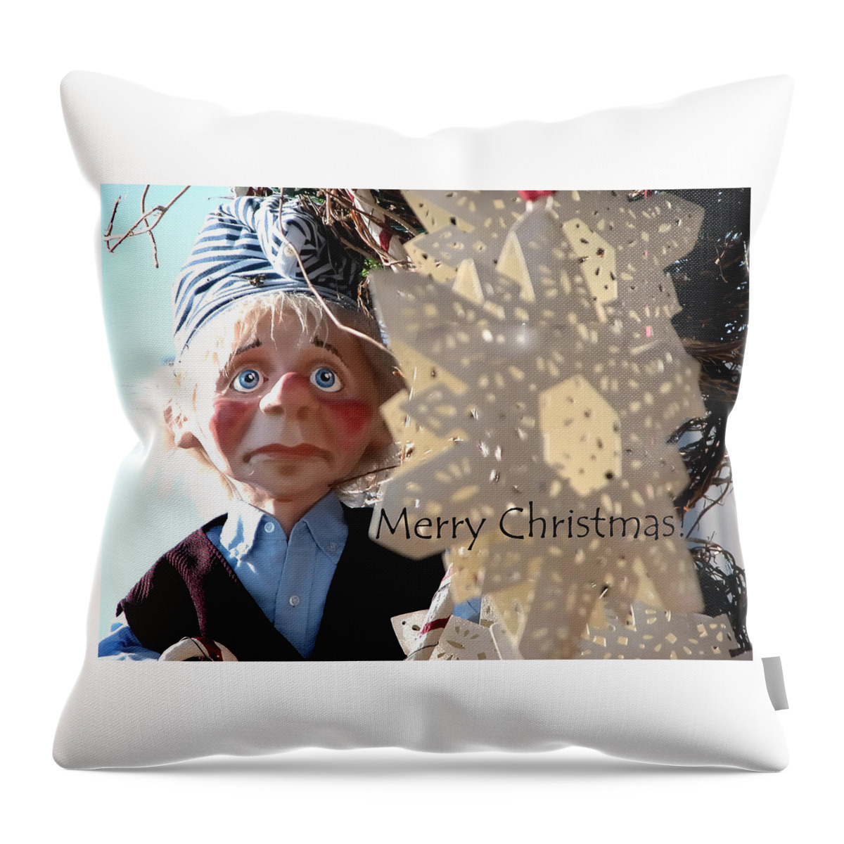 Celebrate Throw Pillow featuring the photograph Merry Christmas Clown 0208 by Jerry Sodorff