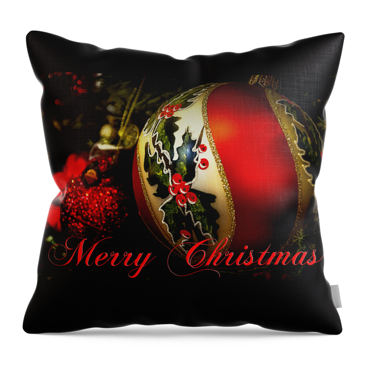 Greeting Card Throw Pillow featuring the photograph Merry Christmas Greeting Card by Julie Palencia