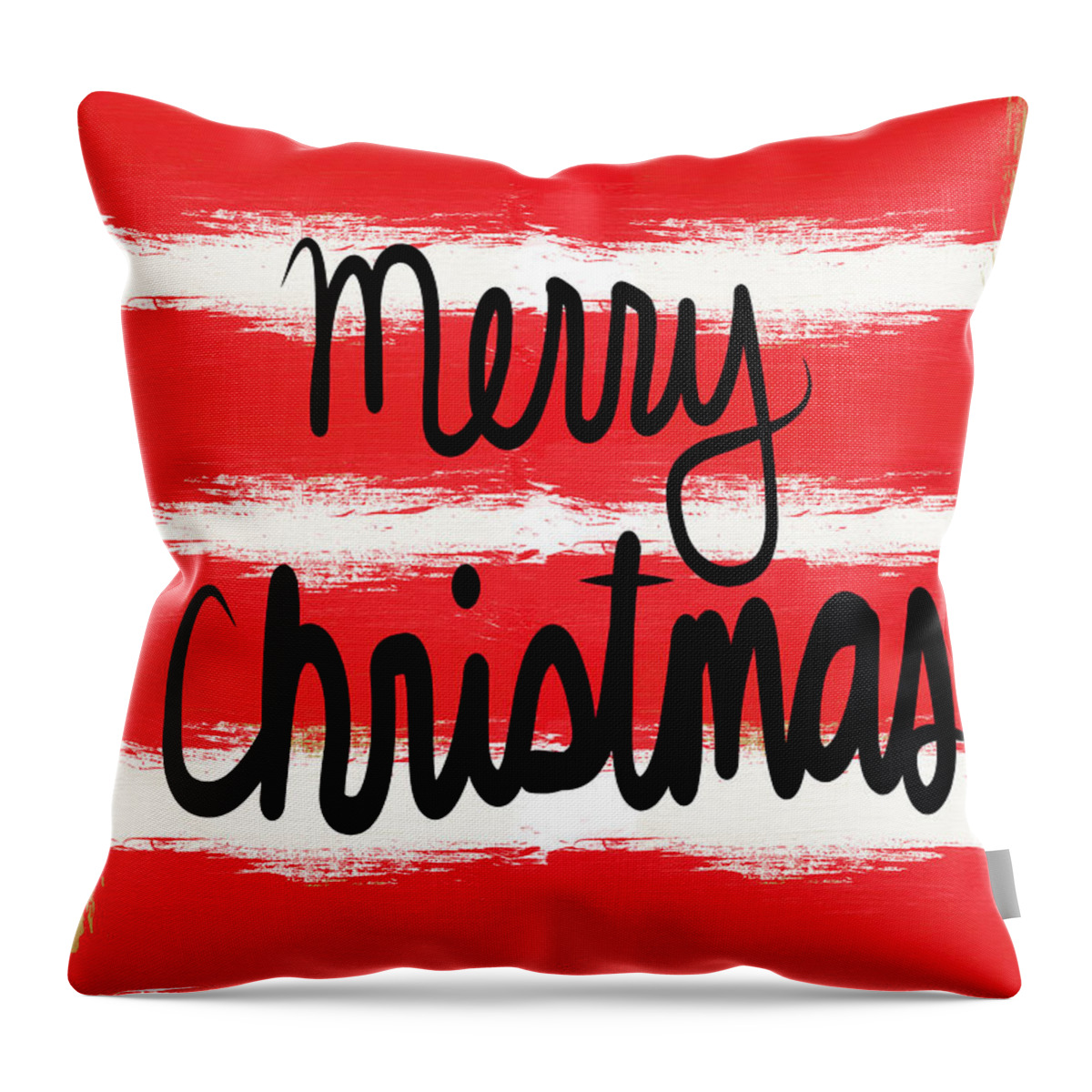 Christmas Card Throw Pillow featuring the mixed media Merry Christmas- Greeting Card by Linda Woods
