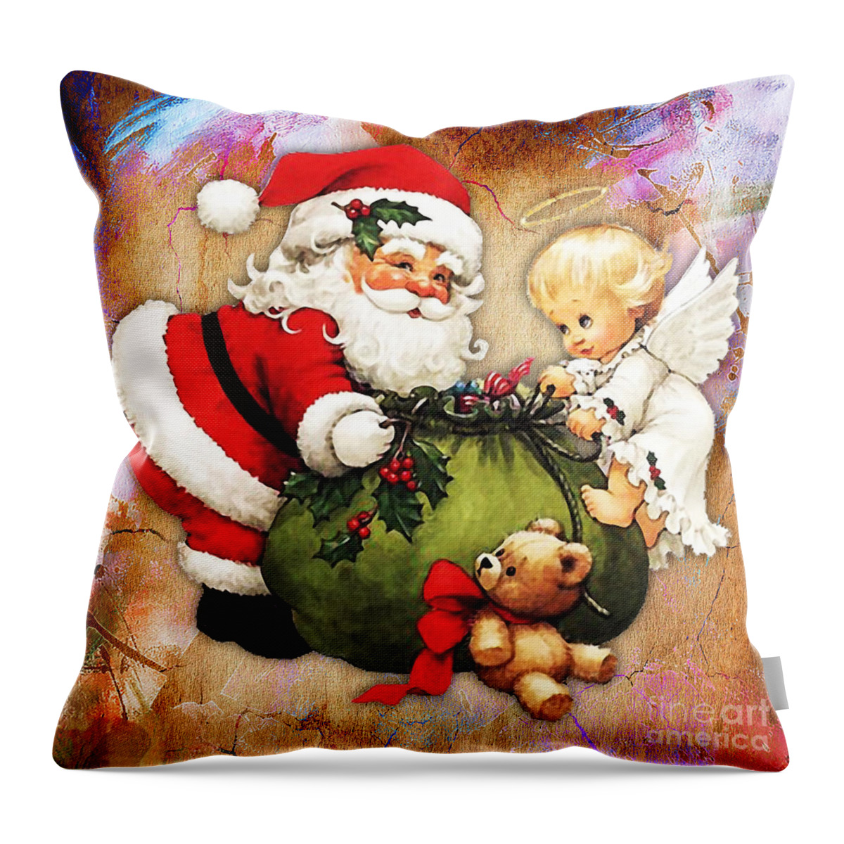 Christmas Throw Pillow featuring the mixed media Merry Christmas by Marvin Blaine
