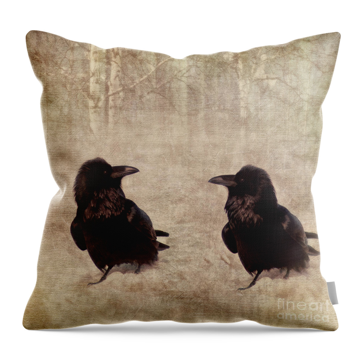 Raven Throw Pillow featuring the photograph Messenger by Priska Wettstein