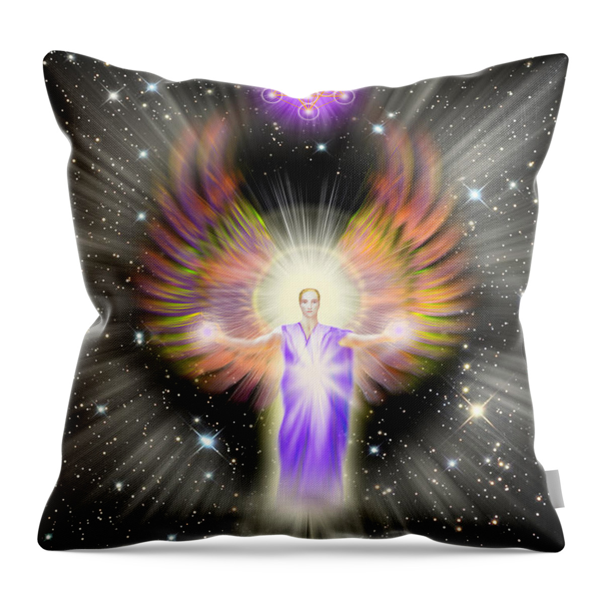 Metatron Throw Pillow featuring the digital art Metatron With Stars by Endre Balogh
