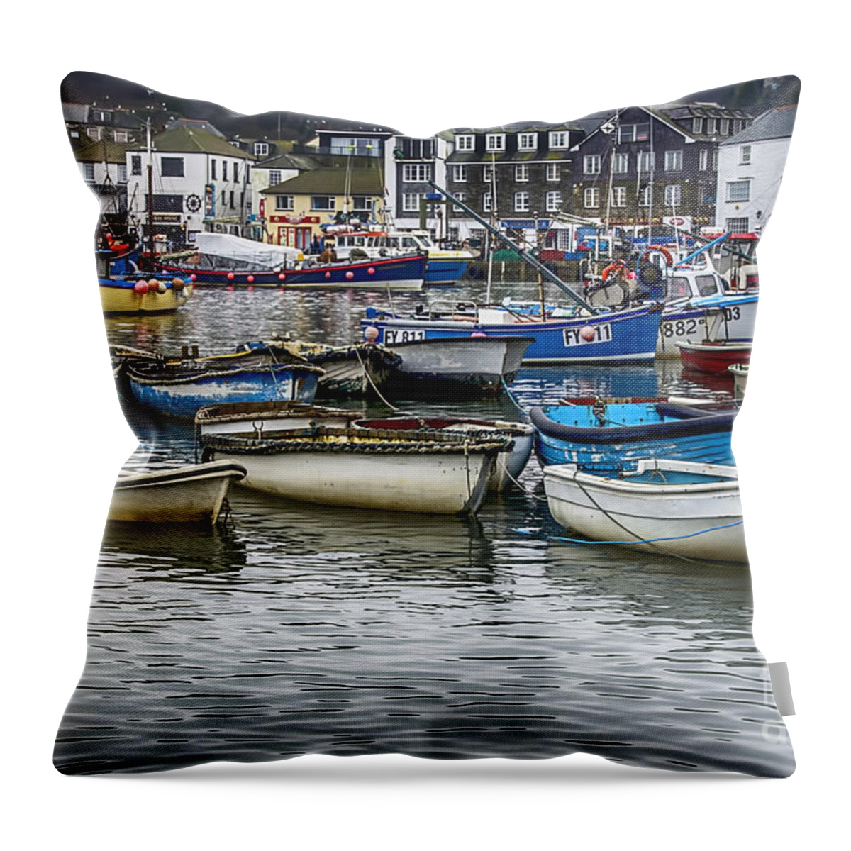Mevagissy Harbour Throw Pillow featuring the photograph Mevagissy Harbour by Chris Thaxter