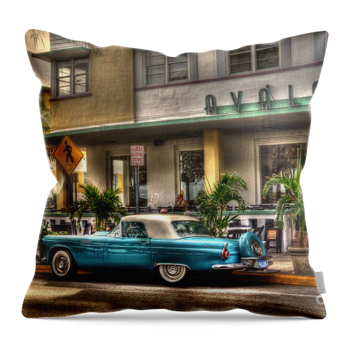 Miami Beach Throw Pillow featuring the photograph Miami Beach Art Deco 1 by Timothy Lowry