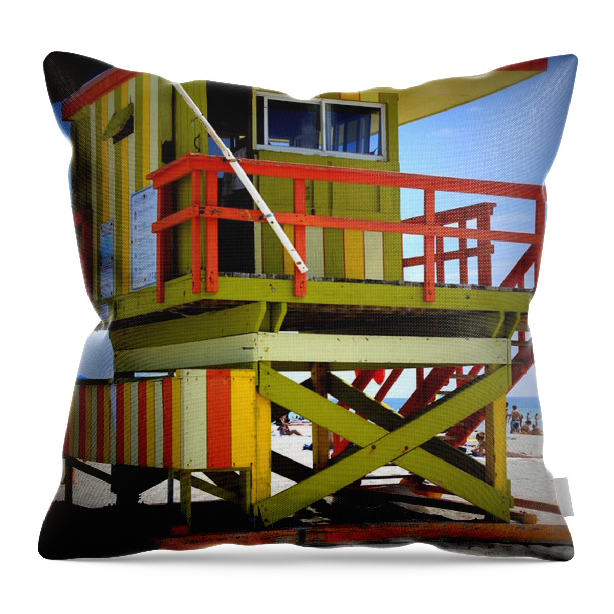 Miami Throw Pillow featuring the photograph Miami Shack by Laurie Perry