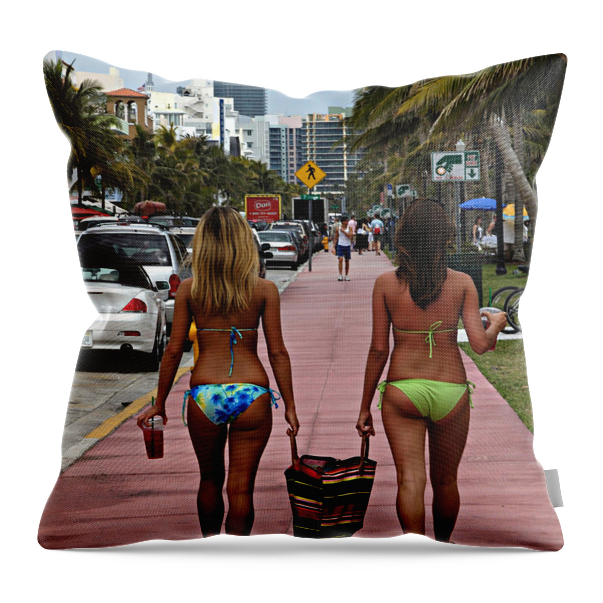Girls Throw Pillow featuring the photograph Miami Vice by Bob Christopher