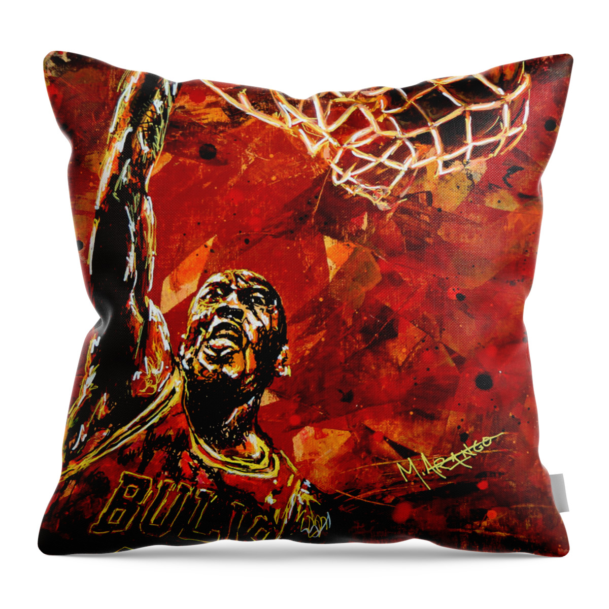 Michael Jordan Throw Pillow featuring the painting Michael Jordan by Maria Arango