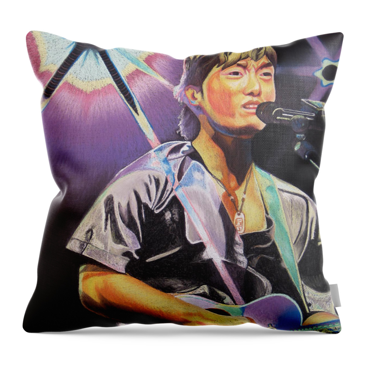 Michael Kang Throw Pillow featuring the drawing Micheal Kang by Joshua Morton