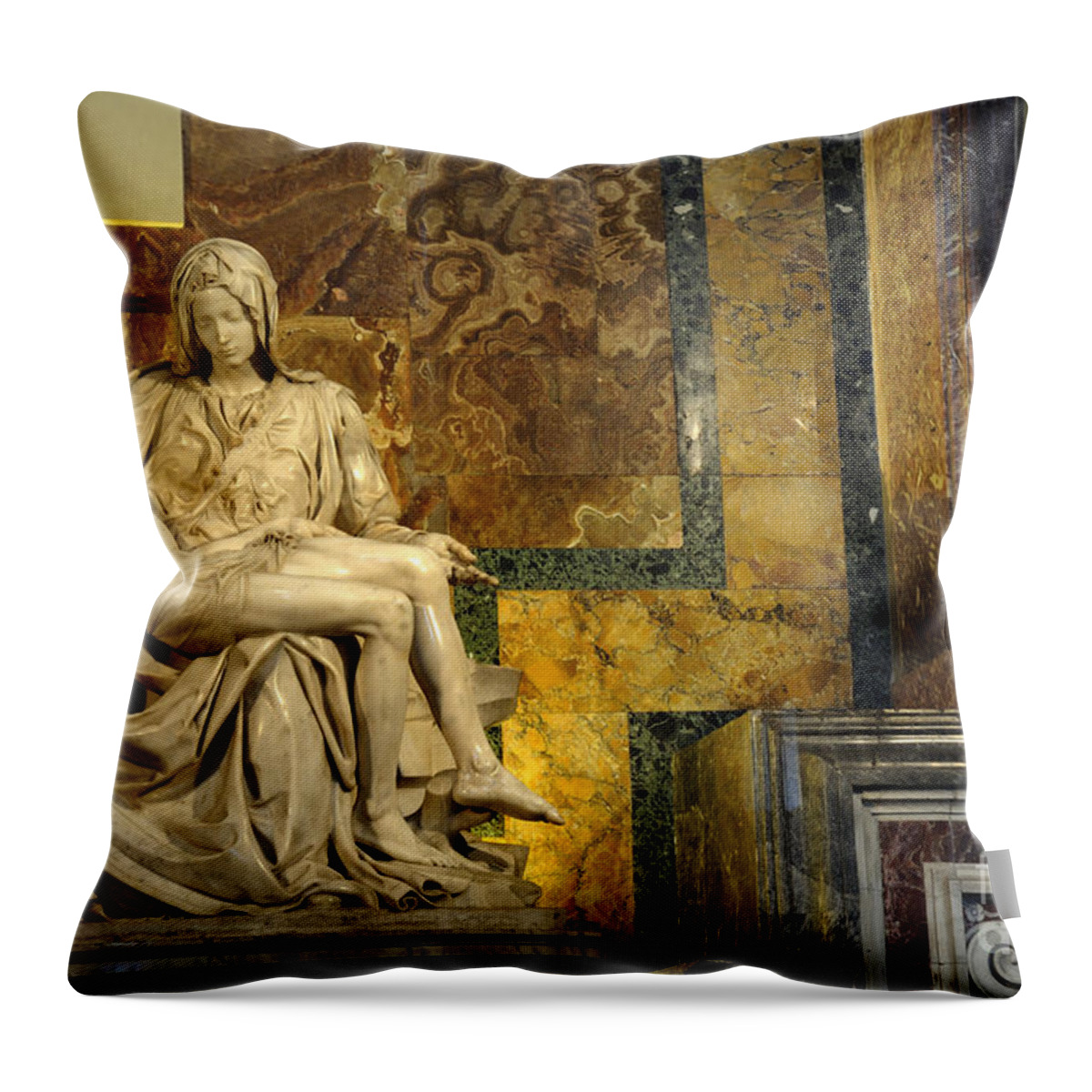 Italy Throw Pillow featuring the photograph Michelangelo's Pieta in St Peters Basilica in Rome by Brenda Kean