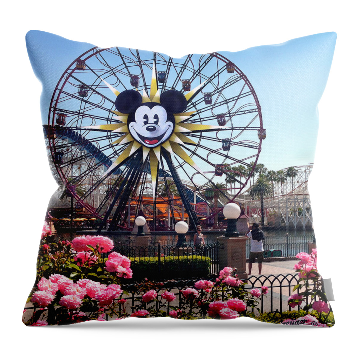 Mickey's Fun Wheel Throw Pillow featuring the photograph Mickey's Fun Wheel by Doug Kreuger