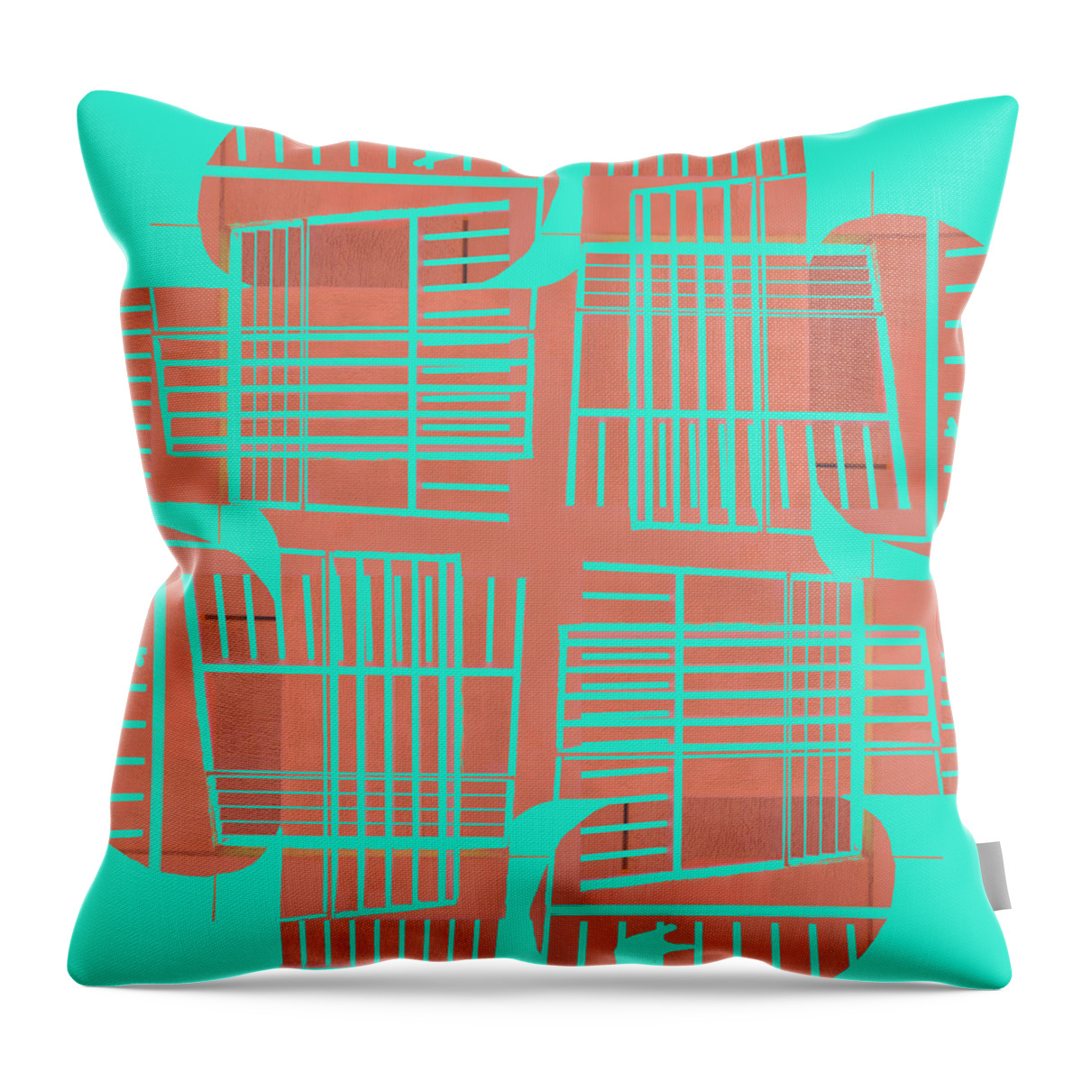 1950s Throw Pillow featuring the photograph Mid-Century Design Dark Turquoise by Carol Leigh