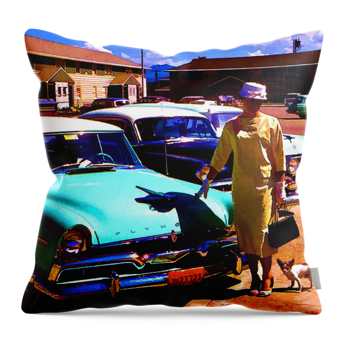 Car Throw Pillow featuring the digital art Mid Century in Alaska by Cathy Anderson