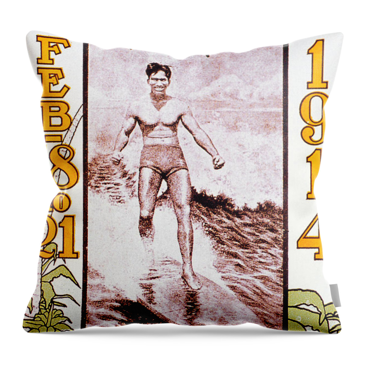 Advertisement Throw Pillow featuring the photograph Mid Pacific Carnival by Hawaiian Legacy Archive - Printscapes