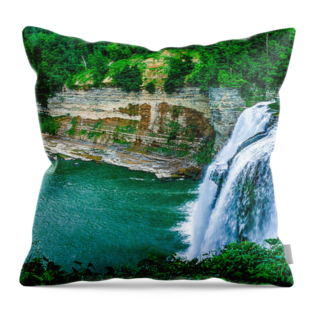 Middle Falls Throw Pillow featuring the photograph Middle Falls by Rick Bartrand