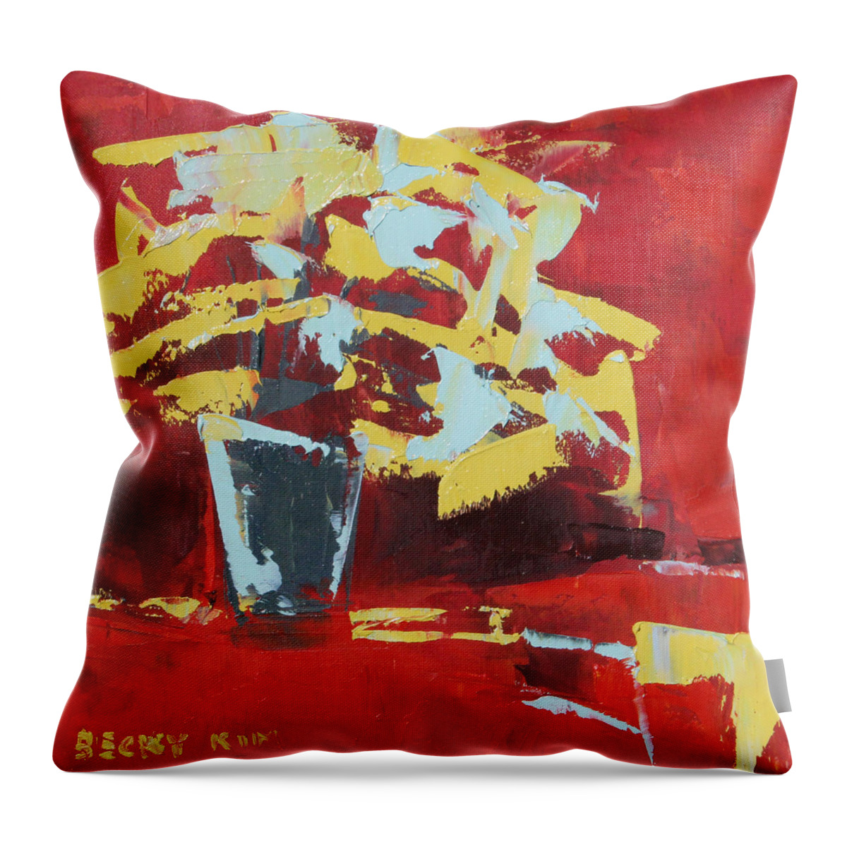 Still Life Throw Pillow featuring the painting Midnight by Becky Kim