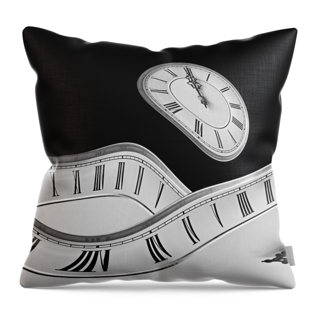 Clock Throw Pillow featuring the photograph Midnight Hallucinations in Mono by Gill Billington