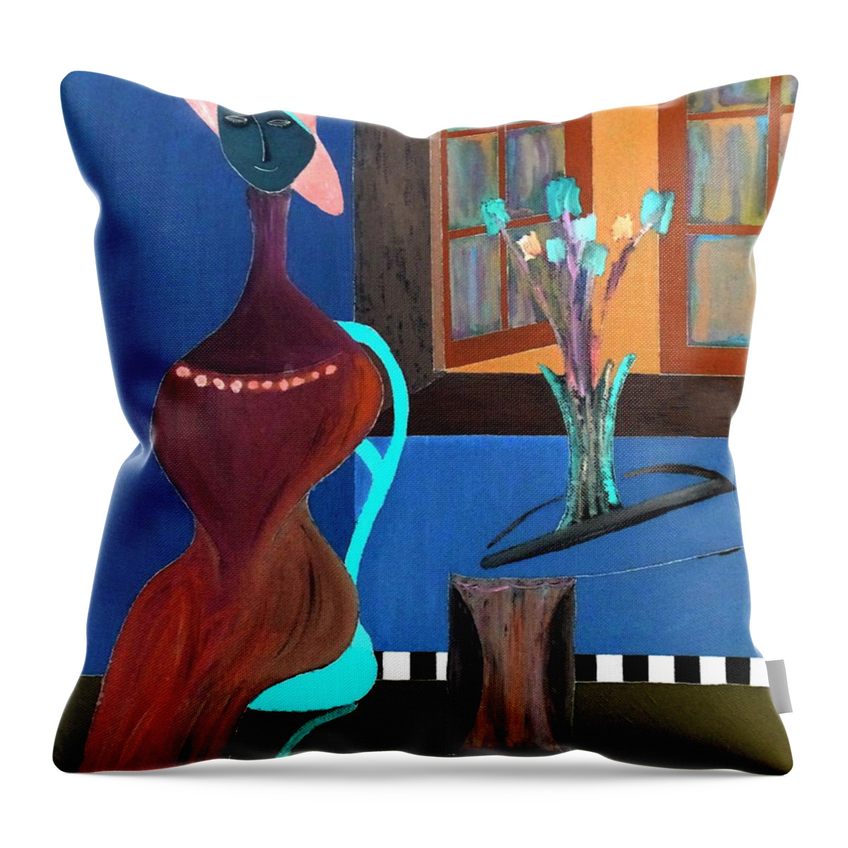 Midnight Throw Pillow featuring the painting Midnight on the Terrace by Bill OConnor