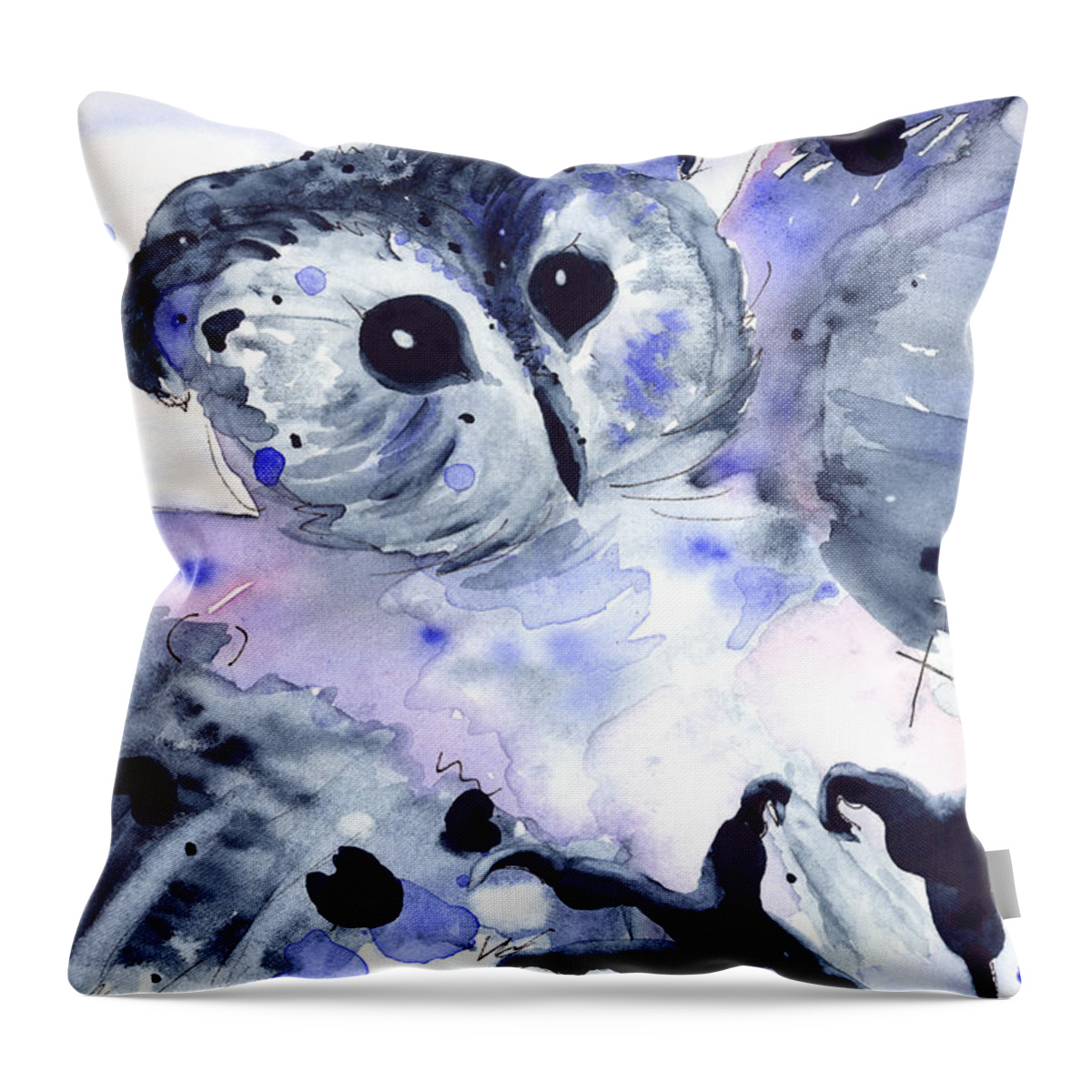 Owl Throw Pillow featuring the painting Midnight Owl by Dawn Derman