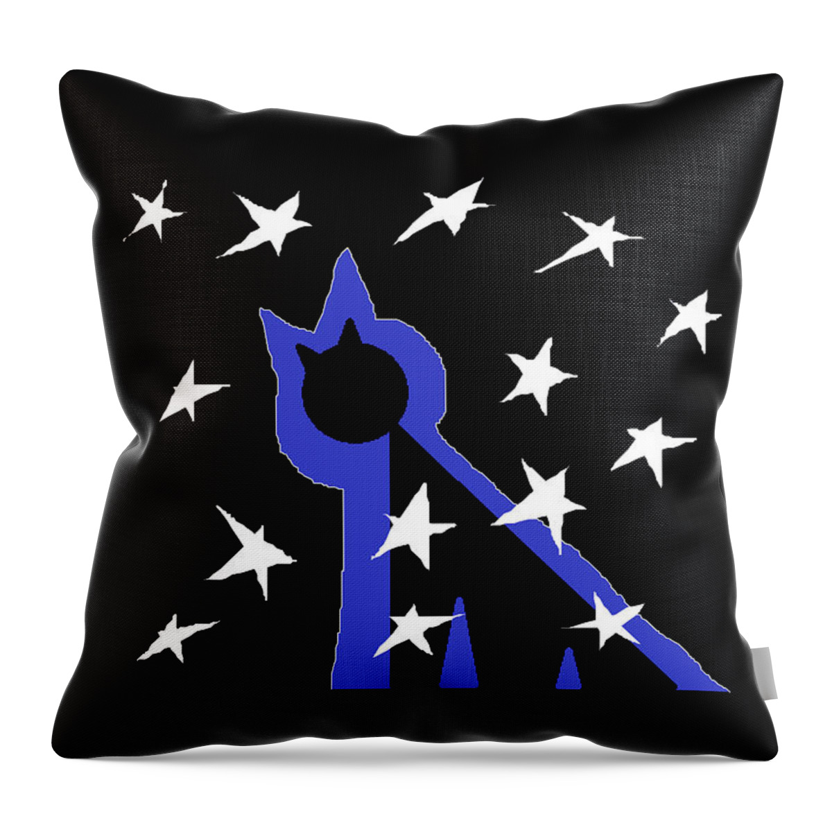 Modern Cat Art Throw Pillow featuring the painting Midnight Starlight by Anita Dale Livaditis