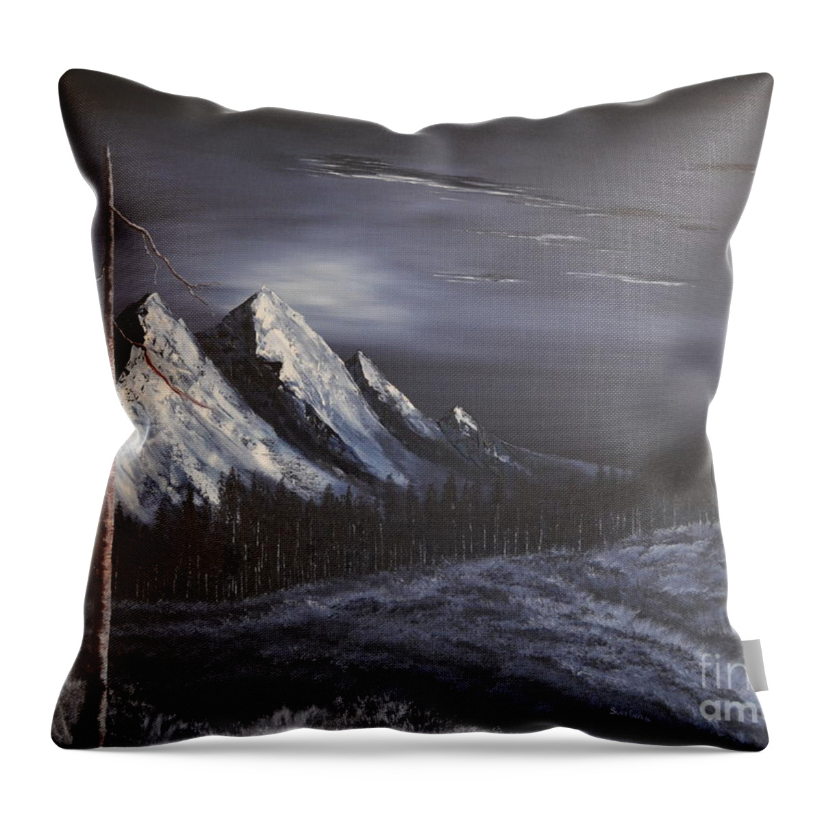Oil Painting Throw Pillow featuring the painting Midnight by Stuart Engel