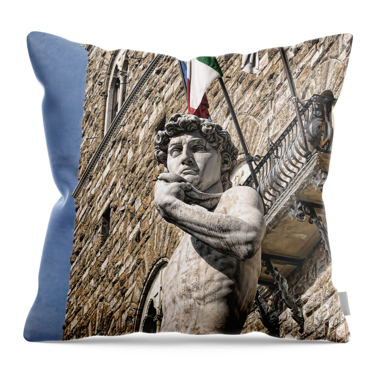 Florence Throw Pillow featuring the photograph Mighty Michelangelo's David by Brenda Kean
