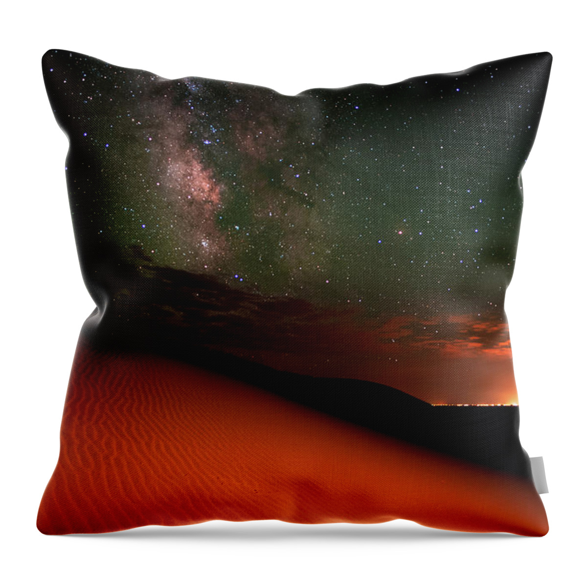 Sand Dune Throw Pillow featuring the photograph Milky Way Gold From Sand Dunes Colorado by Mike Berenson / Colorado Captures