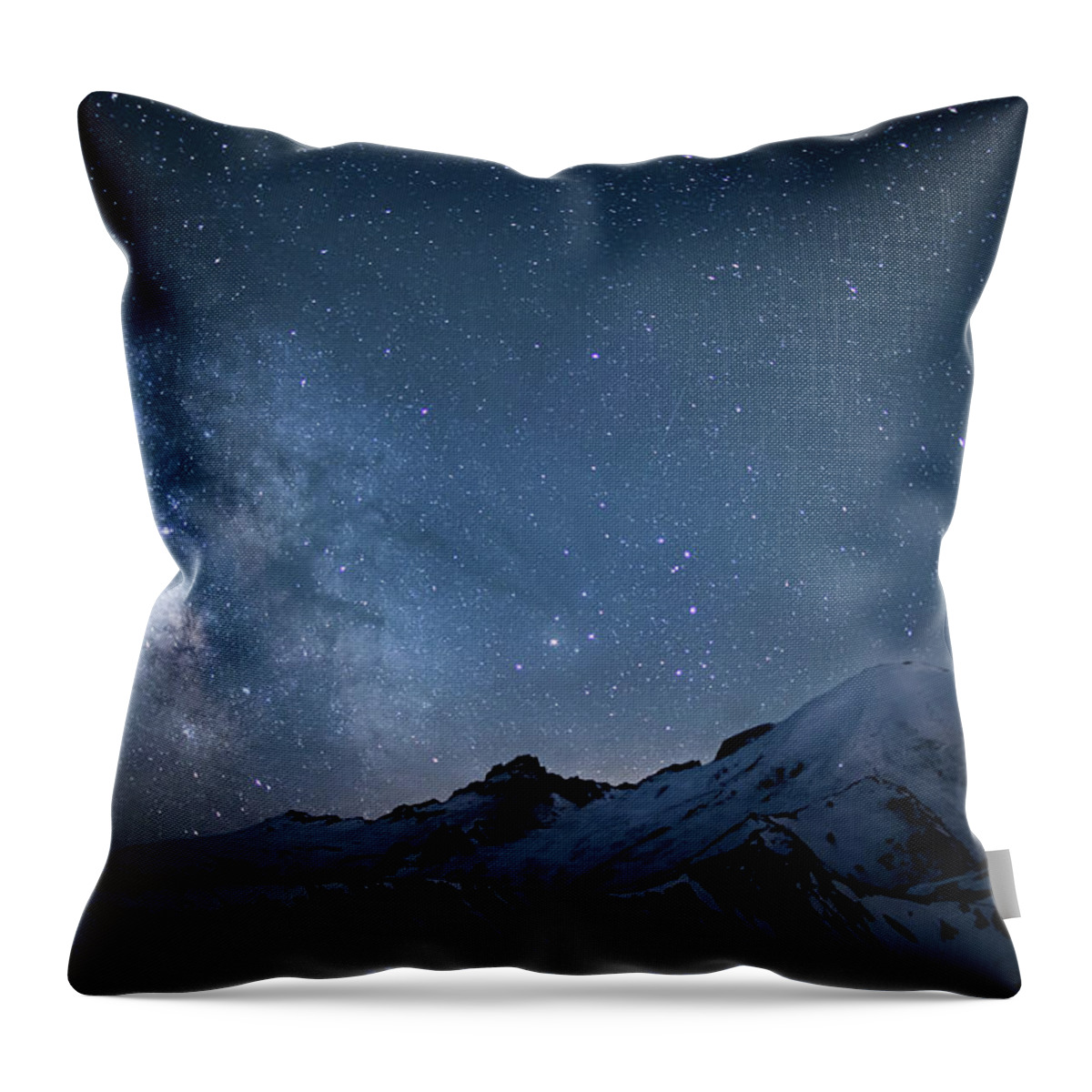 Scenics Throw Pillow featuring the photograph Milky Way Over Mount Rainier by Ed Leckert