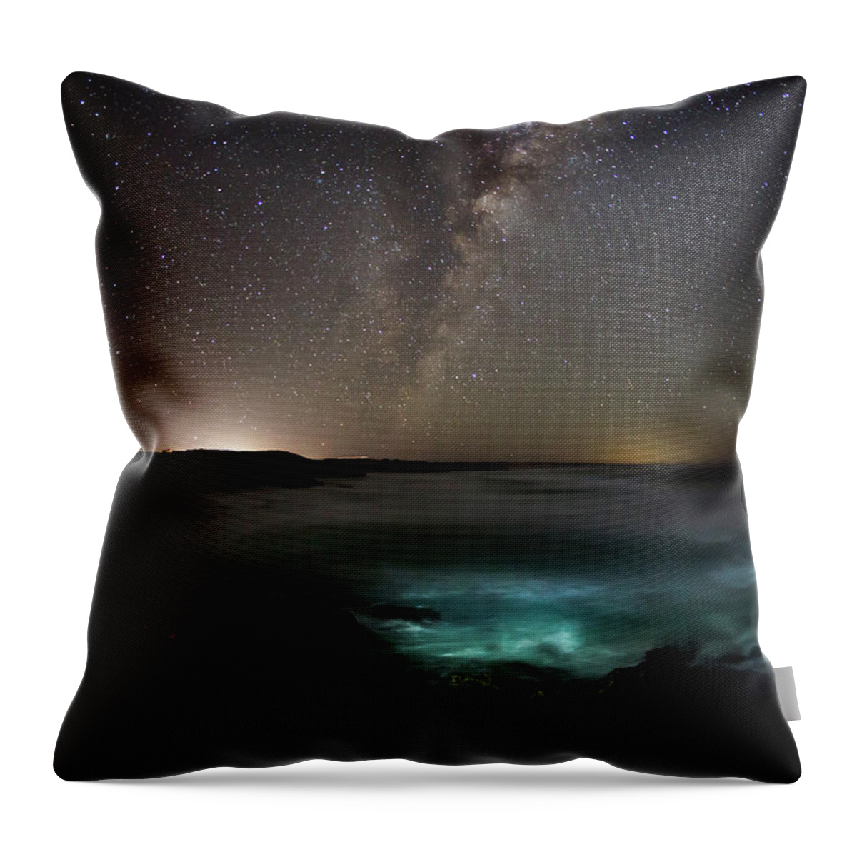Tranquility Throw Pillow featuring the photograph Milky Way Over The Ocean. South by John White Photos