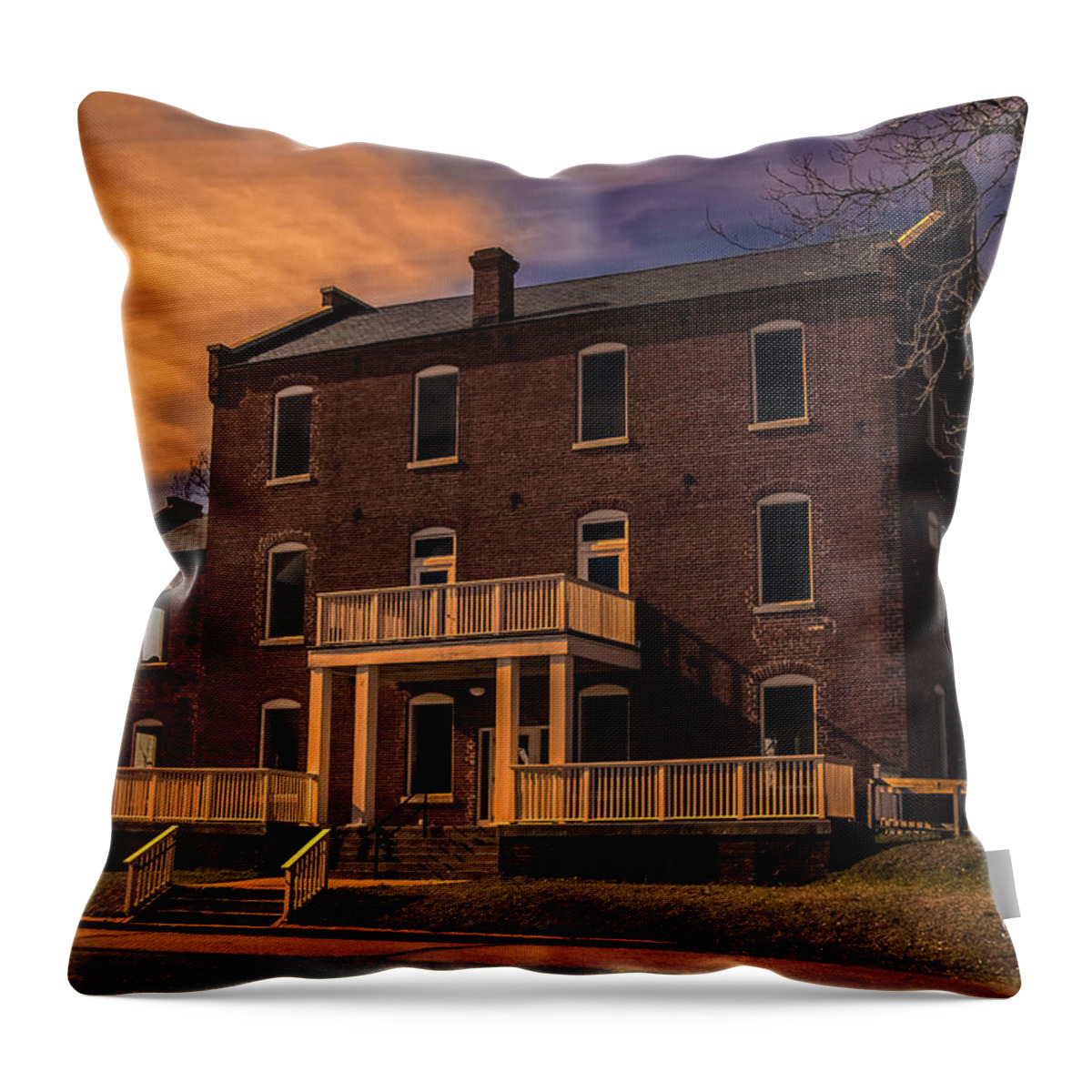 Weldon Throw Pillow featuring the photograph Mill at Dusk by Robert Mullen