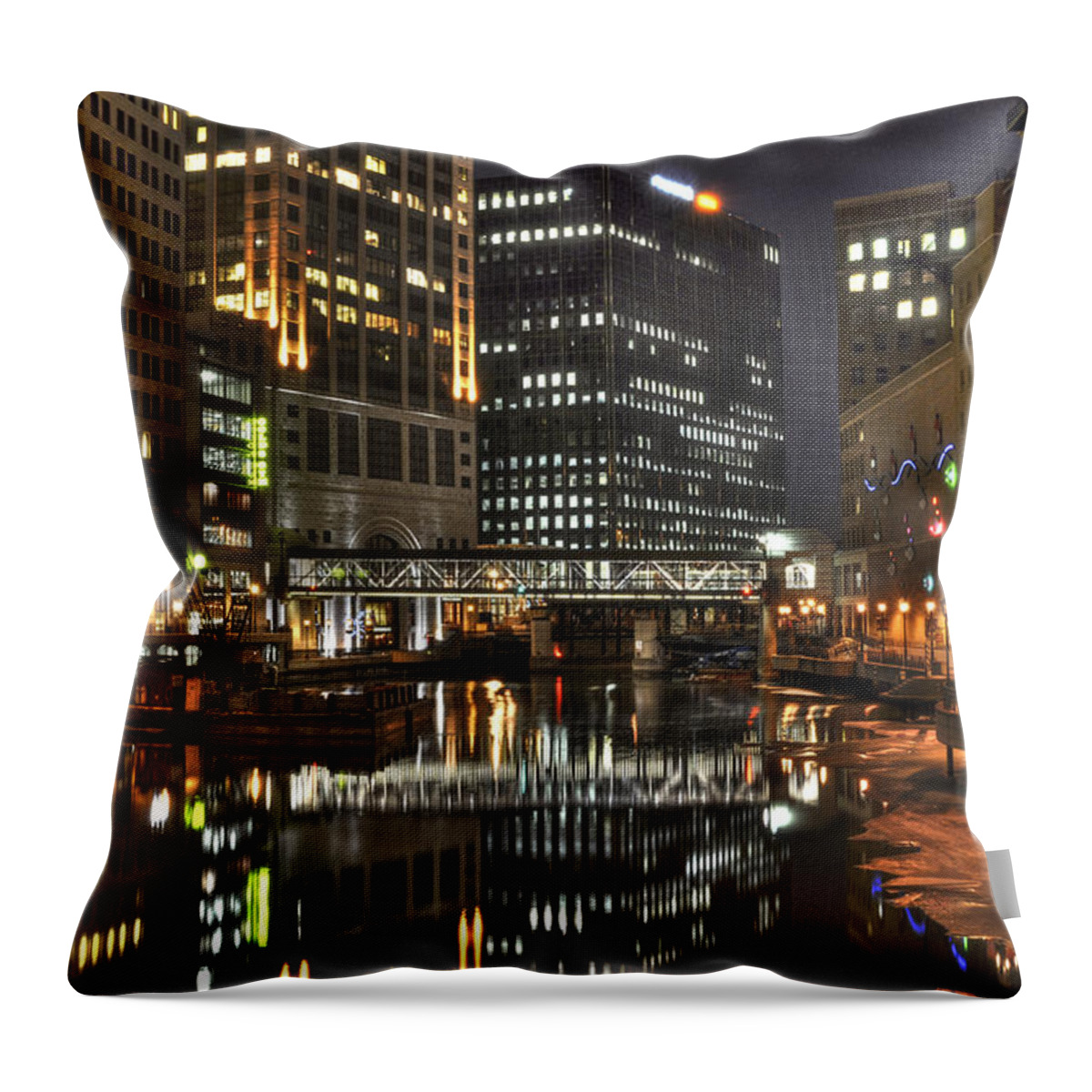 Milwauee Throw Pillow featuring the photograph Milwaukee River by Deborah Klubertanz