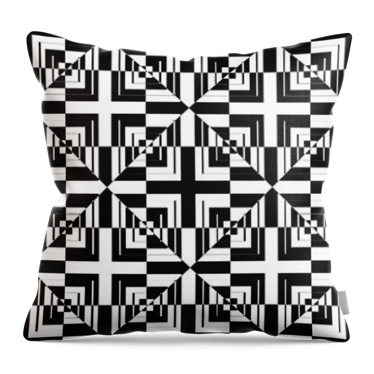 Black & White Throw Pillow featuring the digital art Mind Games 45 by Mike McGlothlen