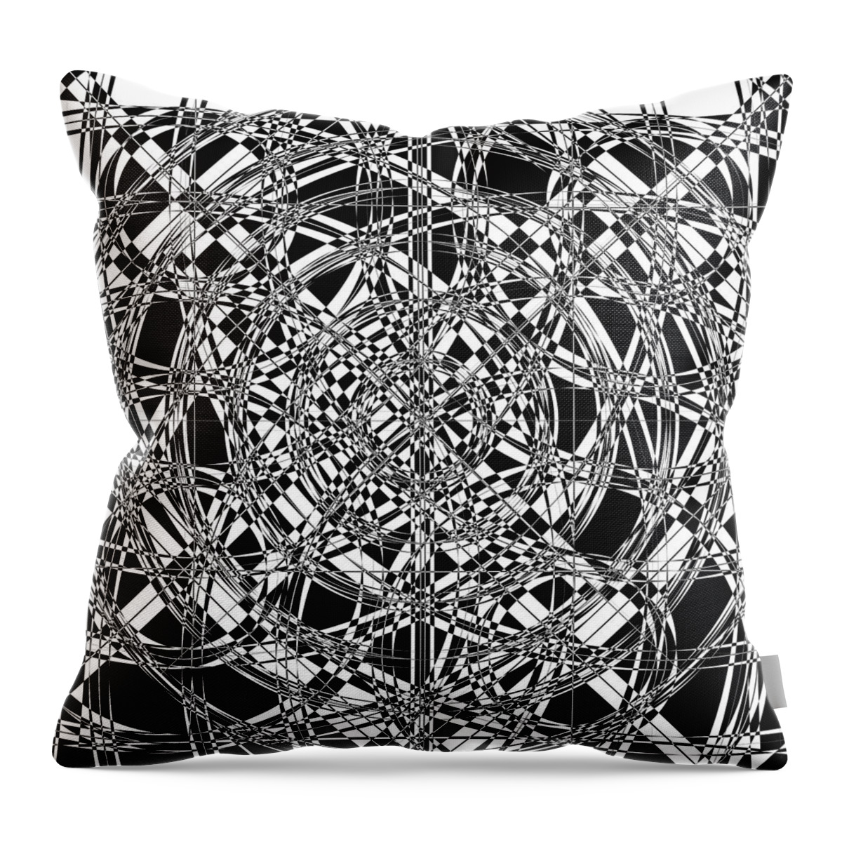 Abstract Throw Pillow featuring the digital art B W Sq 7 by Mike McGlothlen
