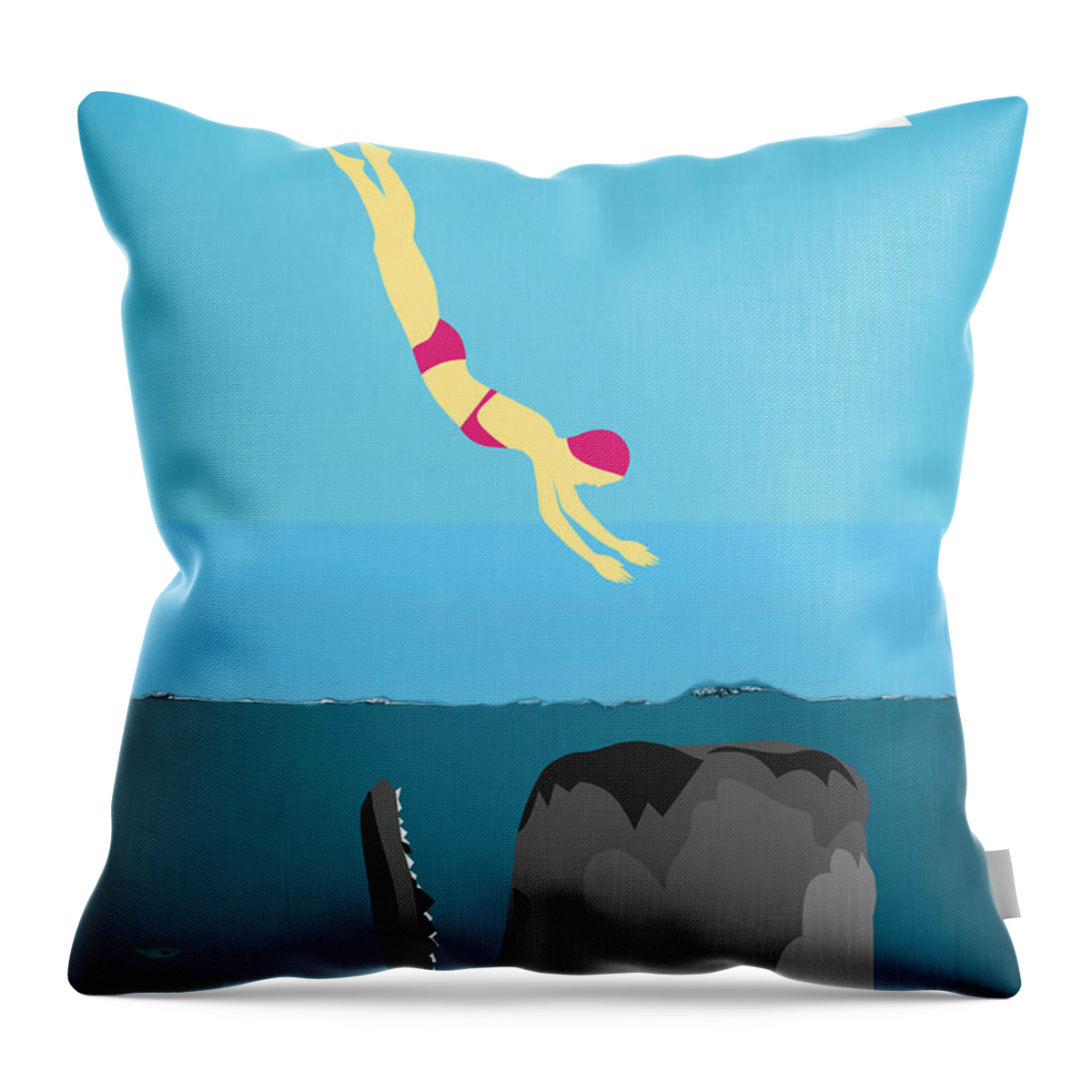 Minimal Throw Pillow featuring the digital art Minimal Sea Life by Mark Ashkenazi