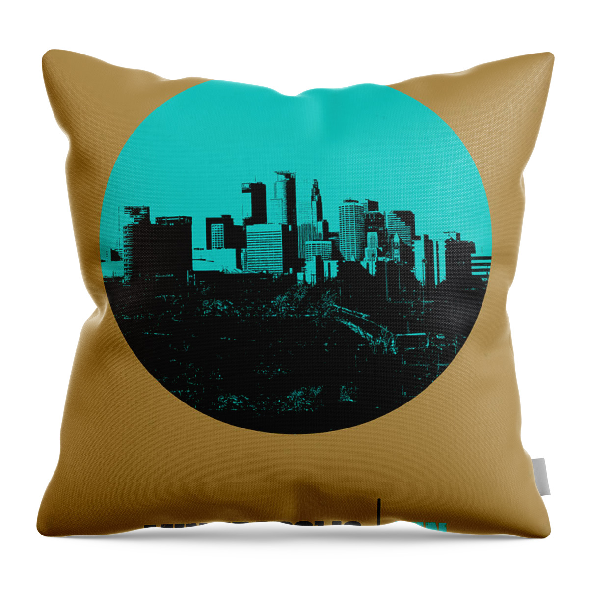 Minneapolis Throw Pillow featuring the digital art Minneapolis Circle Poster 1 by Naxart Studio