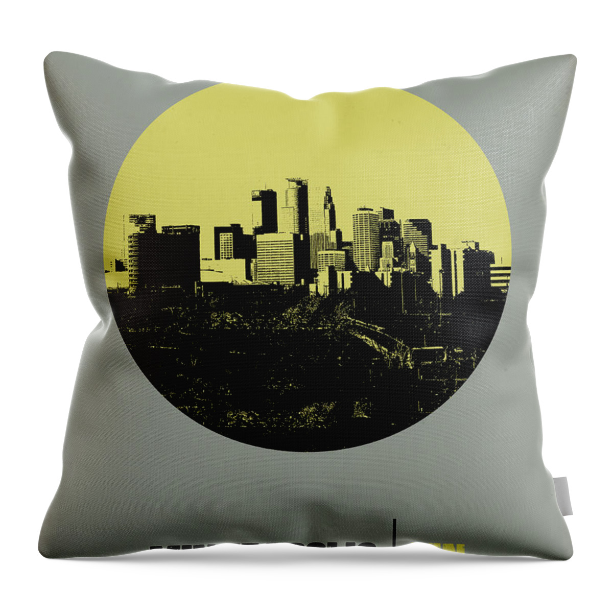  Throw Pillow featuring the digital art Minneapolis Circle Poster 2 by Naxart Studio