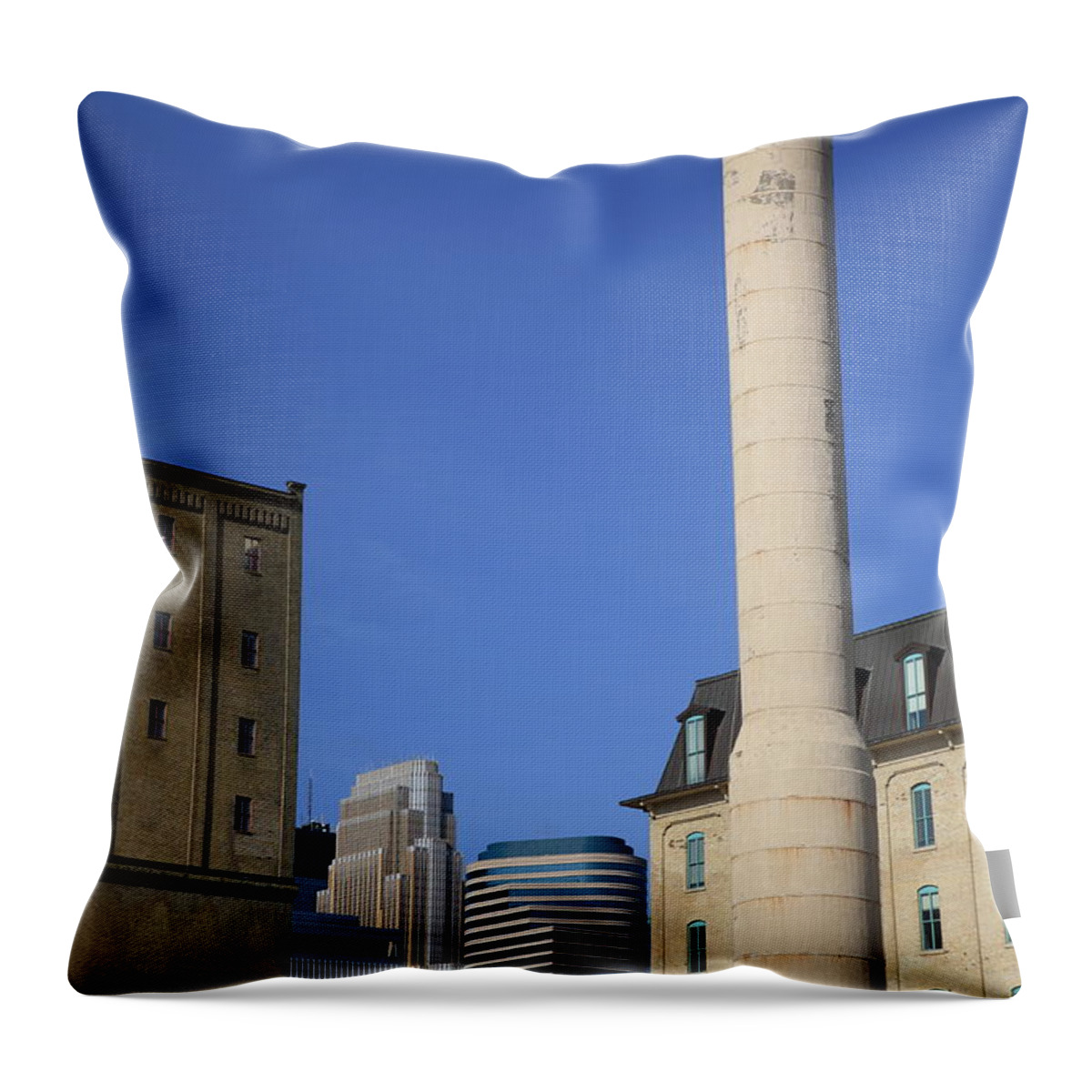 America Throw Pillow featuring the photograph Minneapolis Smokestack by Frank Romeo