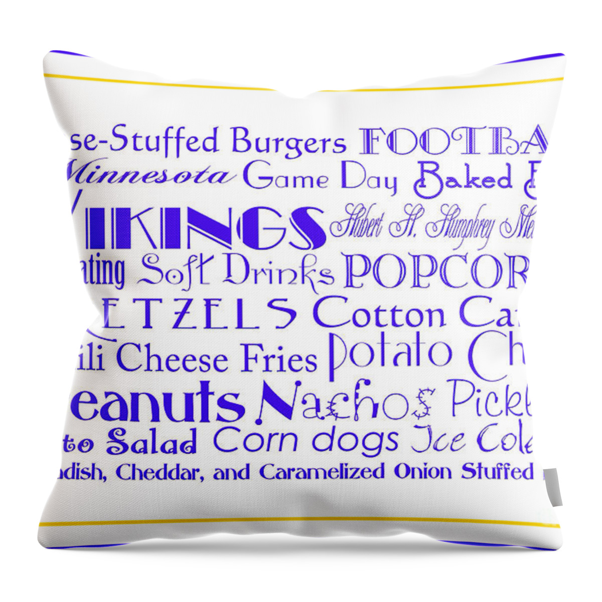 Andee Design Football Throw Pillow featuring the digital art Minnesota Vikings Game Day Food 3 by Andee Design