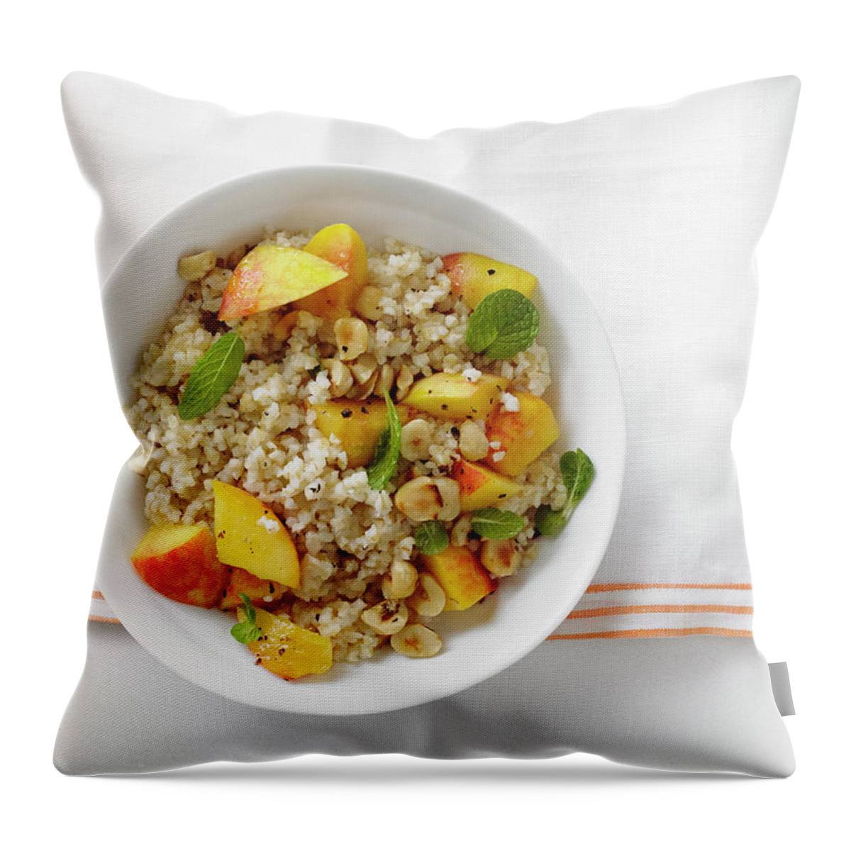 Temptation Throw Pillow featuring the photograph Minted Bulgur And Peach Salad by Iain Bagwell