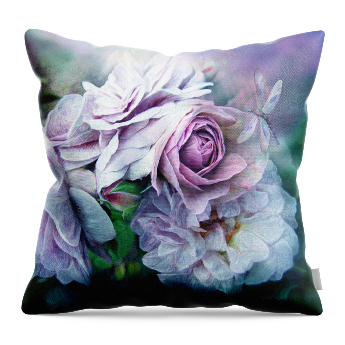 Rose Throw Pillow featuring the mixed media Miracle Of A Rose - Lavender by Carol Cavalaris