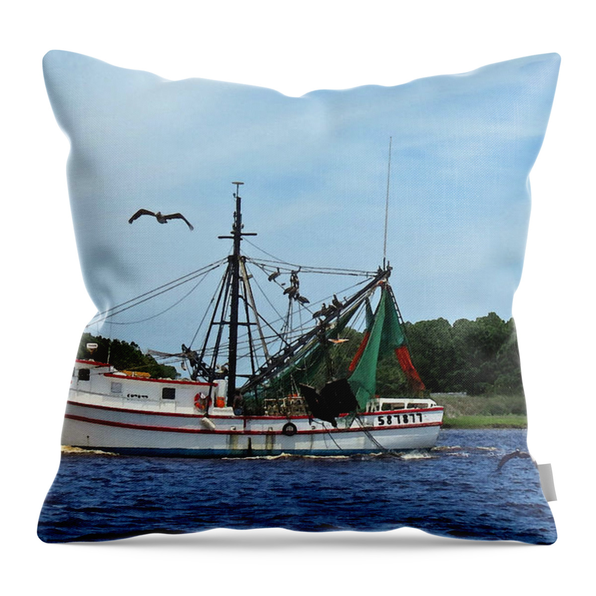 Lighthouse Throw Pillow featuring the photograph Miss Chelsey at the Light by Deborah Smith