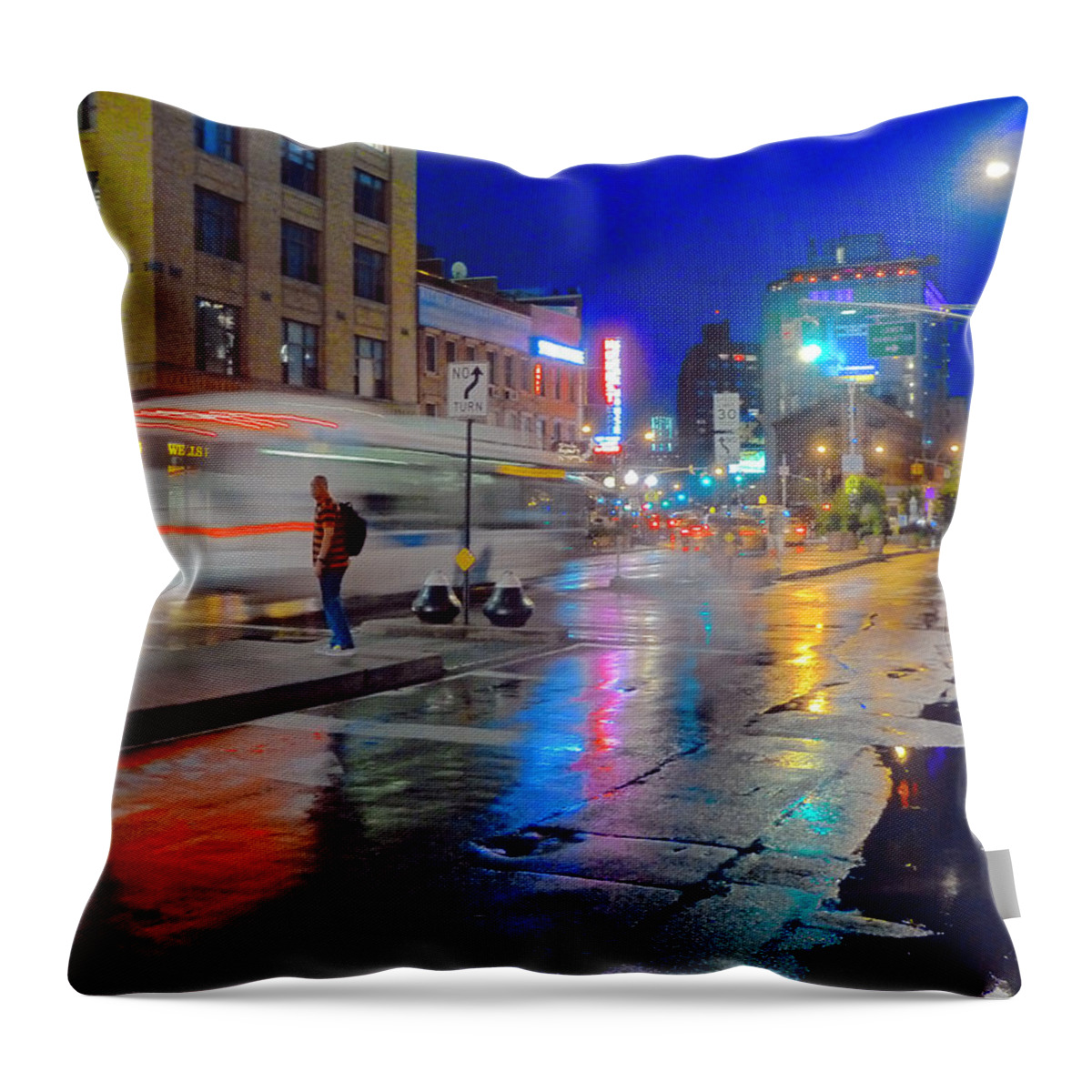 'meatpacking District Throw Pillow featuring the photograph Missed the Bus by Jeffrey Friedkin