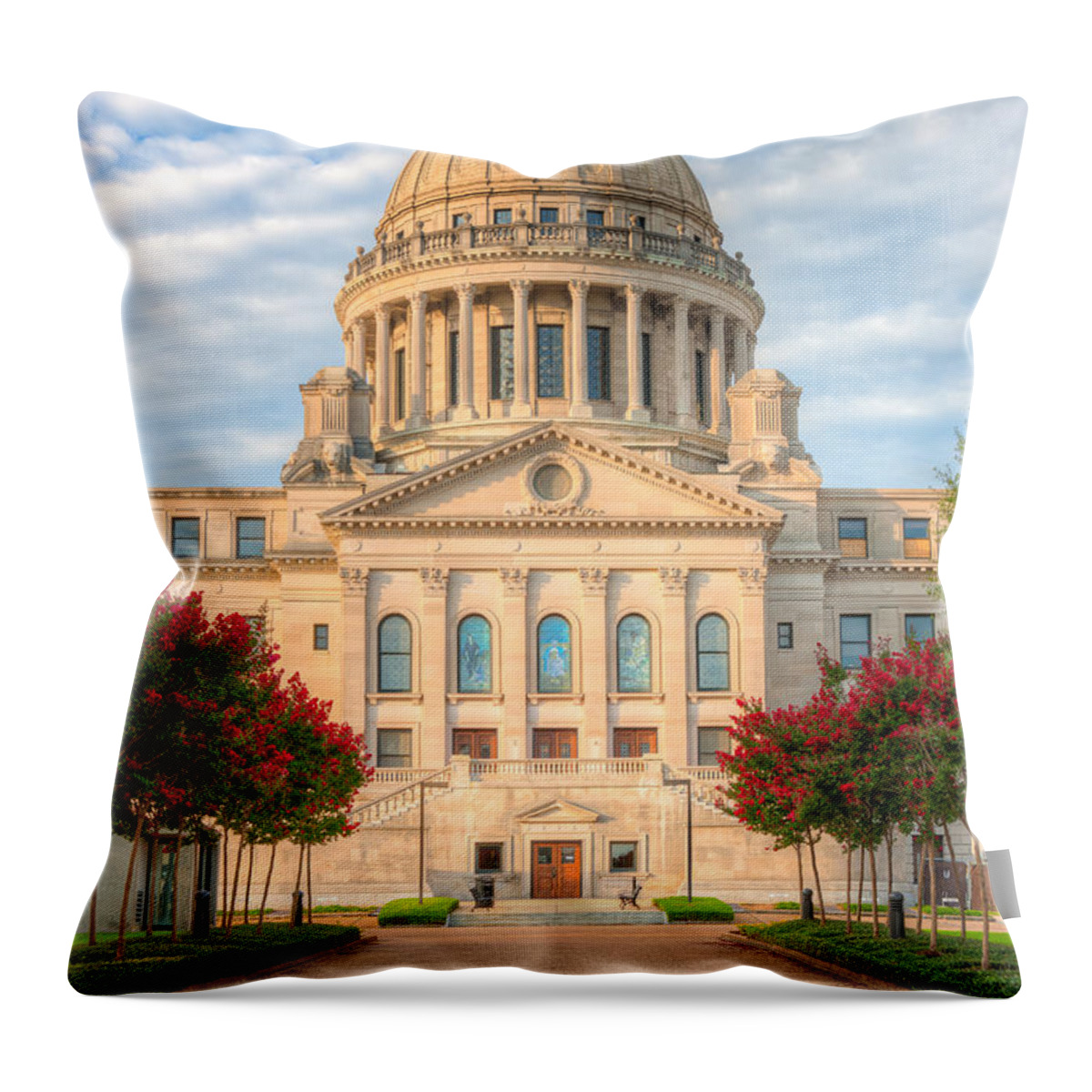 Clarence Holmes Throw Pillow featuring the photograph Mississippi State Capitol V by Clarence Holmes