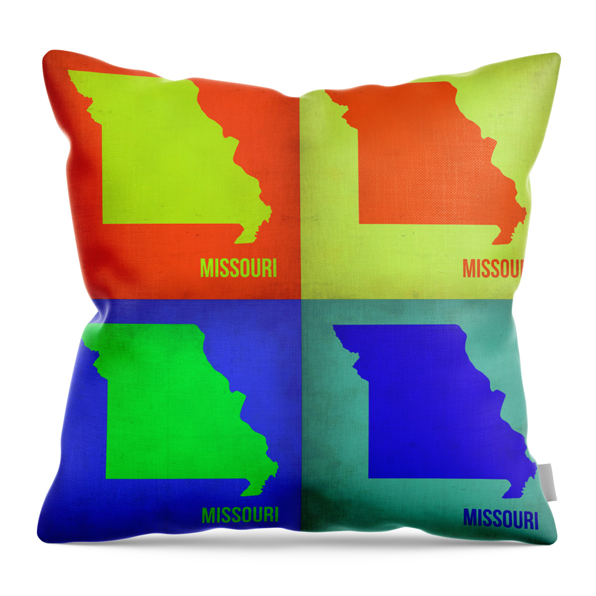 Missouri Map Throw Pillow featuring the painting Missouri Pop Art Map 1 by Naxart Studio